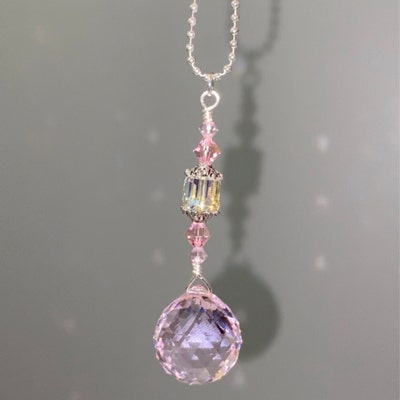 Lotus Flower Om Swarovski Crystal Teardrop Suncatcher Violet Purple ...