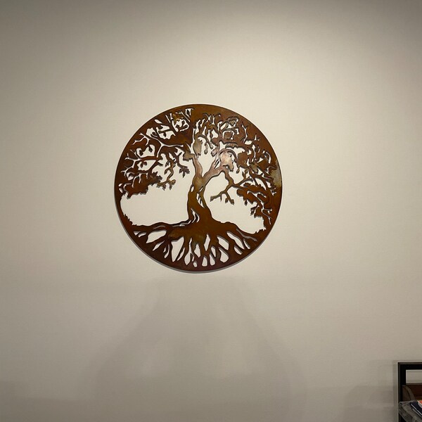 Tree of Life Metal Wall Art Wall Decor Metal Tree Round Tree Sign Cut ...