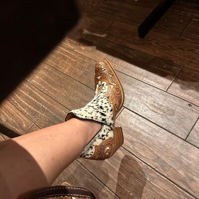 tooled leather booties