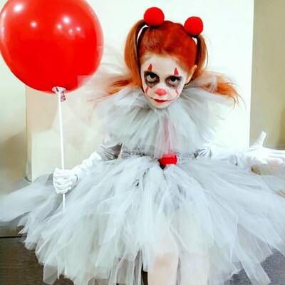 Gray Girls Halloween Costume Tutu Scary Dress Clown Kids - Etsy