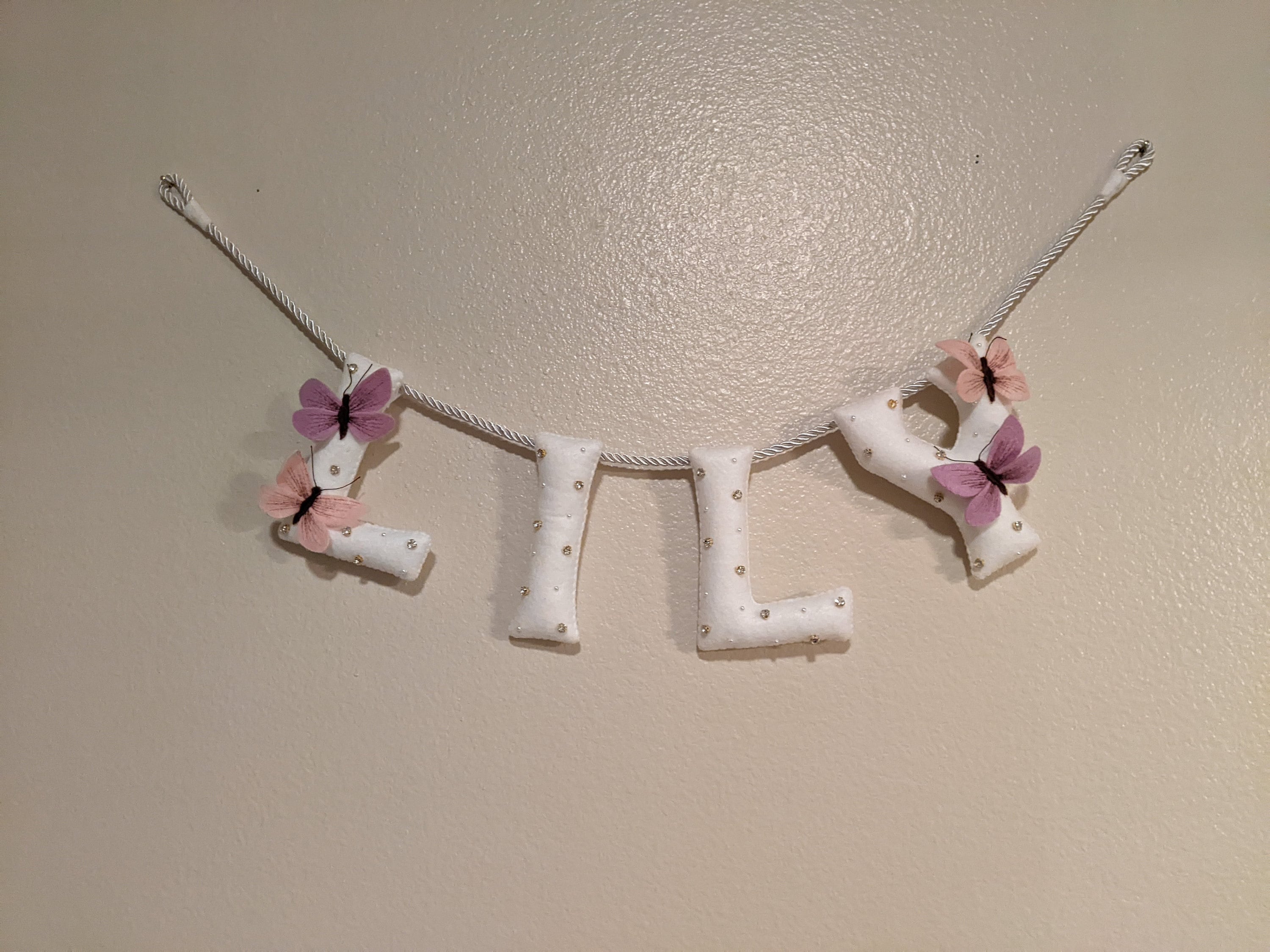 Baby name sign, Butterflies nursery decor, felt name banner, baby shower gift, baby room wall art