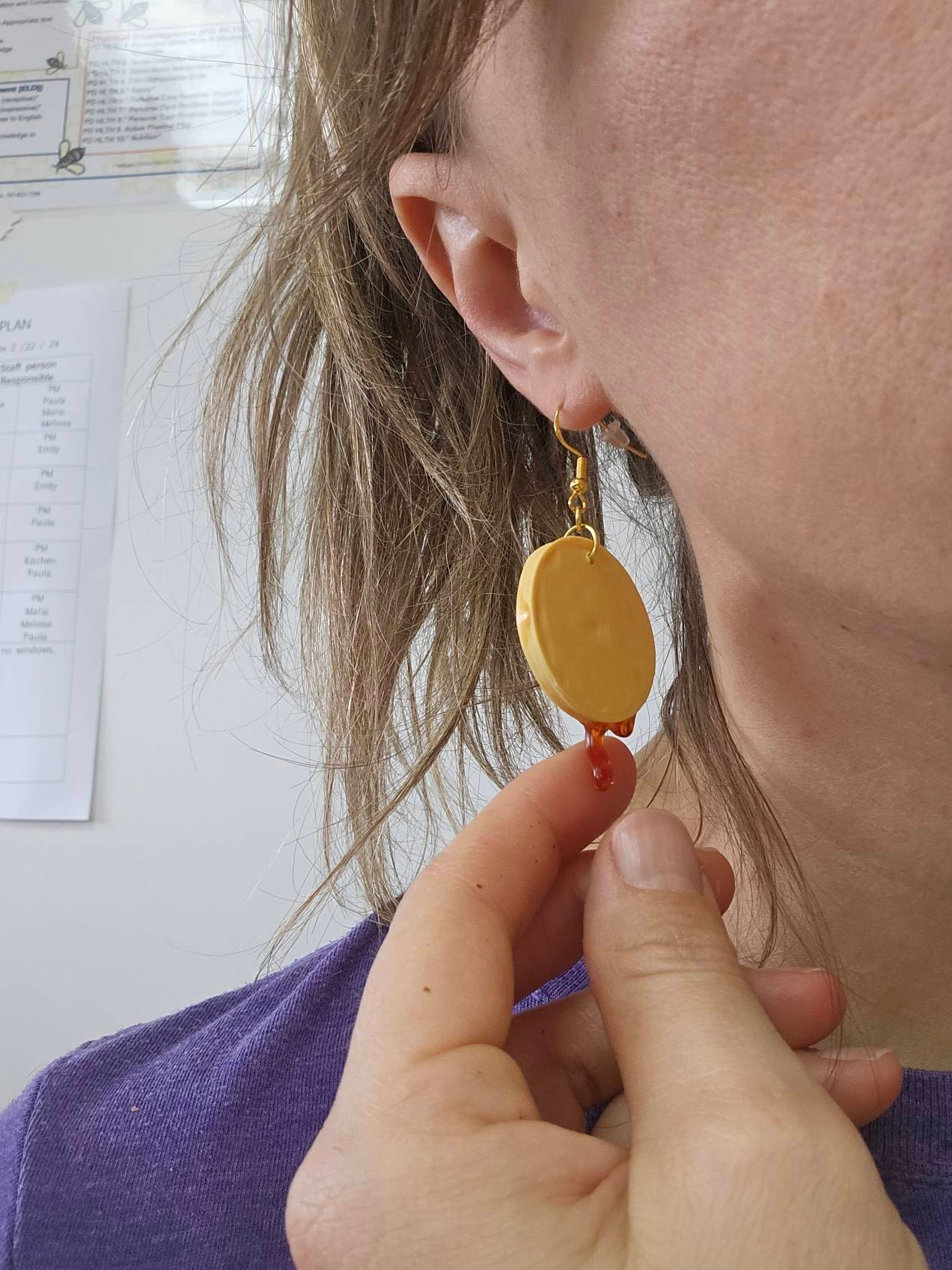 Waffle earrings,  Blueberry waffle earrings, butter waffle earrings