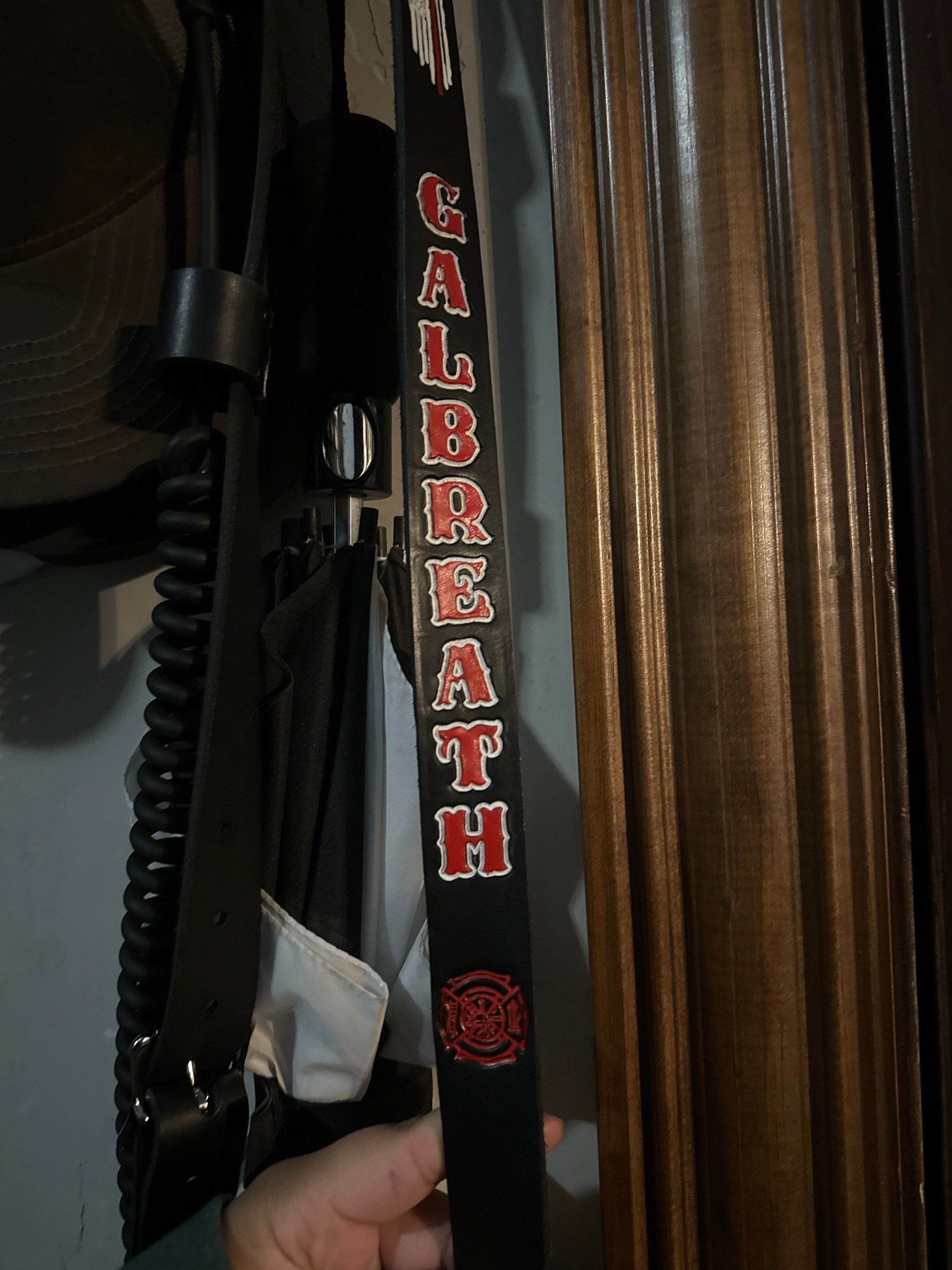 NY Style Custom Leather Firefighter Radio Strap WITH Radio Bucket: Superior Quality for First Responders