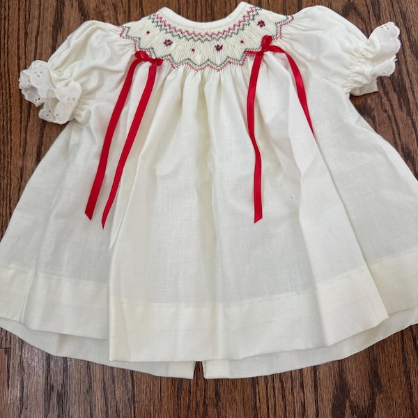 Baby Girl Mia Blue Floral Hand Smocked Bishop Gown With Bonnet