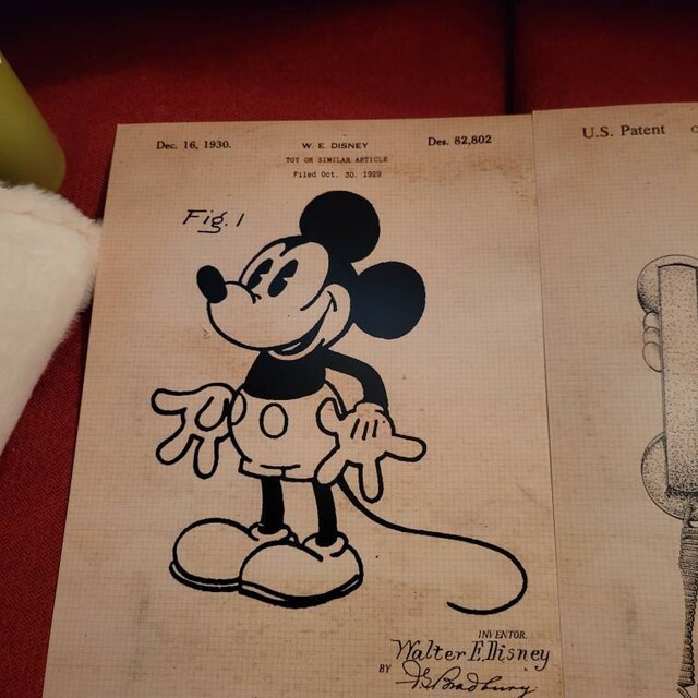 クラシックなミッキーマウス特許プリント、フレームなし写真4枚