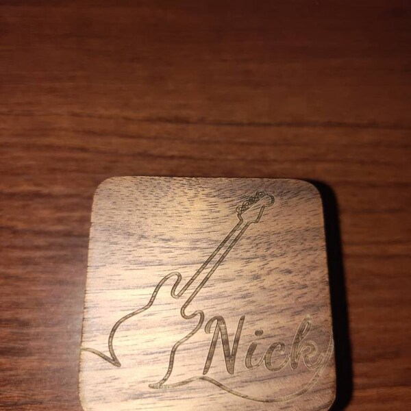 Boîte à Médiators Personnalisée En Bois - Avec 3 Médiators Bois Et Support - Cadeau Idéal Pour Guitariste (papa, Mari, Ami) - 6