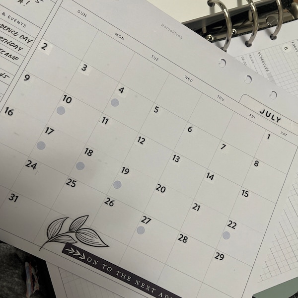 Monthly Planner | A5 Printable Planner Inserts | MO1P Horizontal Layout ...