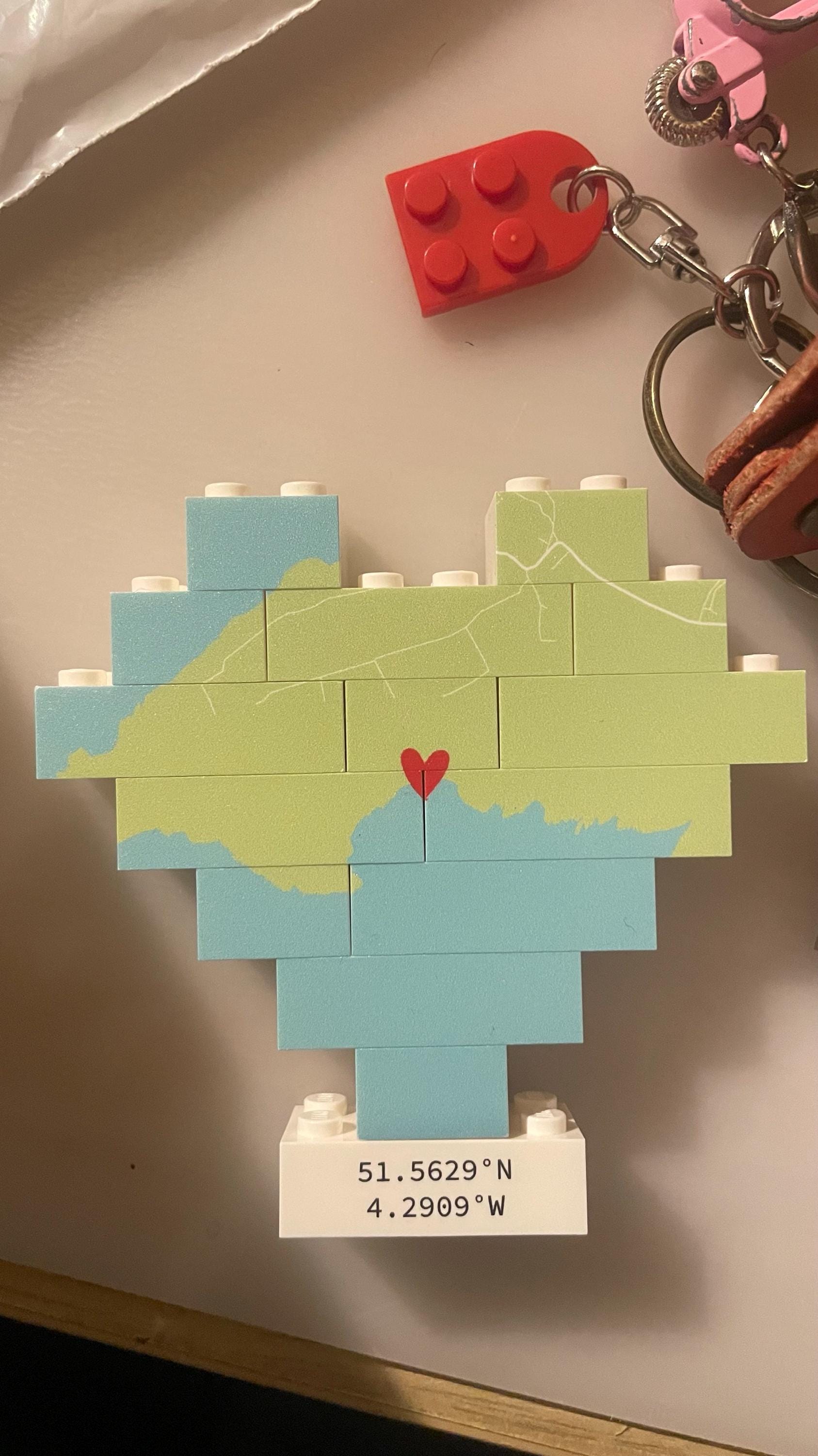 Personalised Map Print Heart made with Bricks, Engaged, Wedding Present, Anniversary, Romantic, Valentine, Keepsake, New Home, Jigsaw