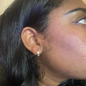 18K Gold Filled CZ Flower Earrings,Huggie Hoop Earrings,Hoop Earrings,Hypoallergenic Huggie Hoop,Gift for Her