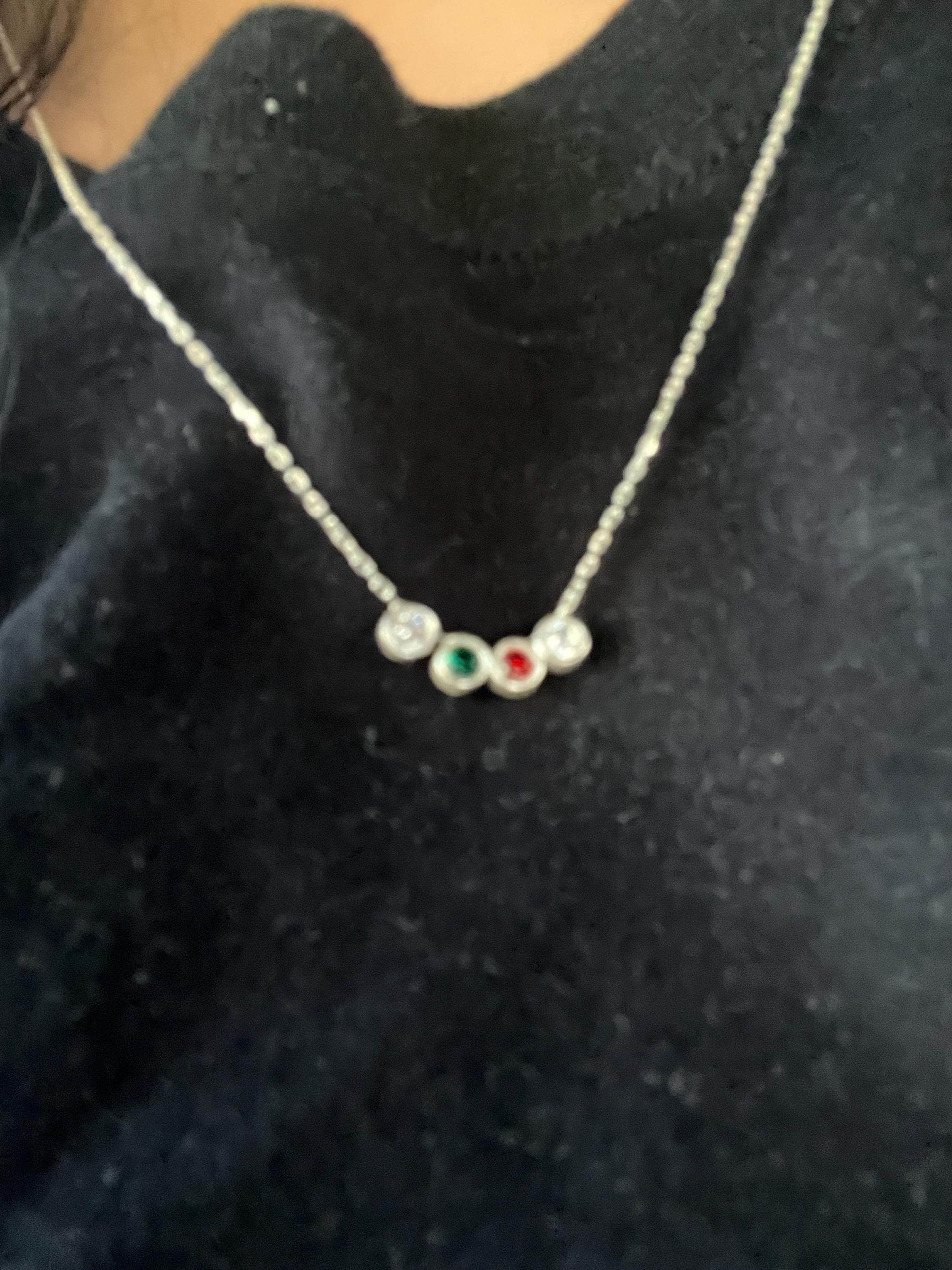 14K Solid Gold Family Birthstone Necklace, Birthstone Gift, Christmas Gift, Bridesmaid Gift, Gift for Mom, Birthday Gift, Birthstone Jewelry