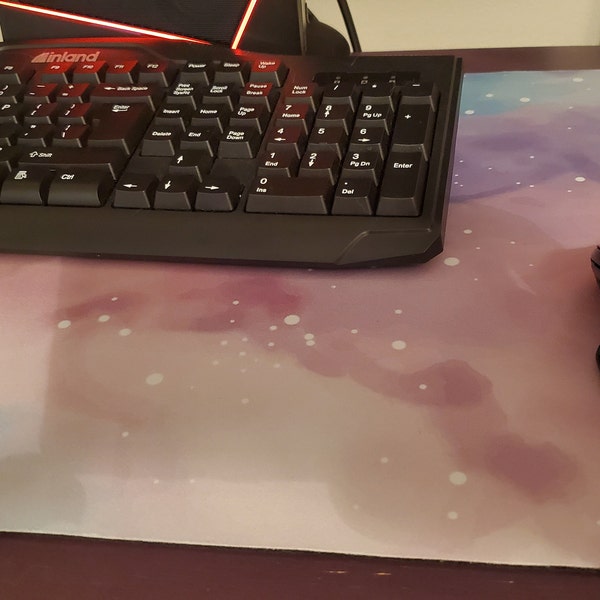 Cute Purple Pastel Mouse Pad Starry Sky Desk Mat, Large Gaming Mouse Pad Galaxy Gaming Girl Desk Cute Pink Desk Decor Large Keyboard Mat,Mousepad Desk