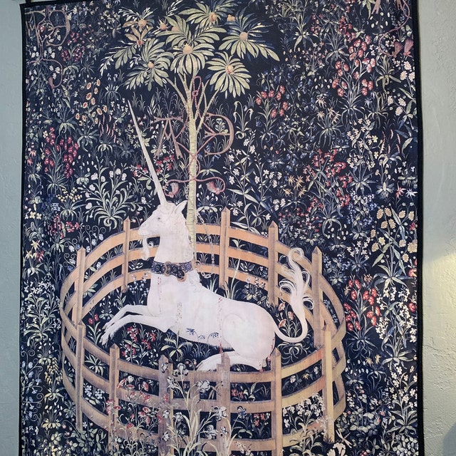 Medieval Unicorn Tapestry the Unicorn in Captivity printed Etsy