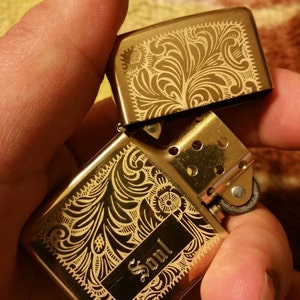 Zippo Lighter - Personalized Custom Message Engrave on Brass Zippo Lighter  (Venetian 352B)