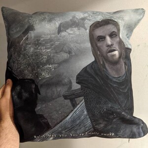 Skyrim Pillow Hey You You Re Finally Awake Throw Pillow Etsy