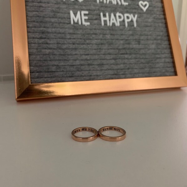 Initial Couple Rings, His and Her Set of Two Rings, 2 Unique Mens ...