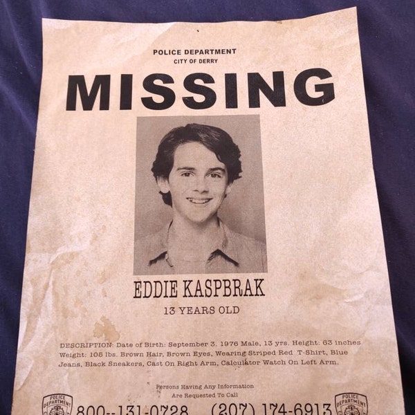 Horror Memorabilia IT Missing Posters Individual or Set of 8 Richie ...