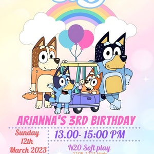 Bluey Editable Birthday Invitation Canva Template Bluey Kids - Etsy