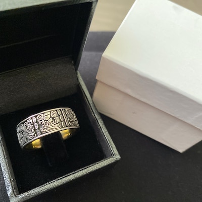 Men Stainless Steel Vacuum Gold-Plated Saint George Dragon Slayer Knight Ring - Classic Armor Design