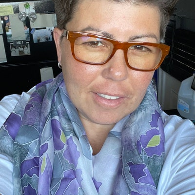 Signature Multicolor Butterfly Scarf in Beige main image 1