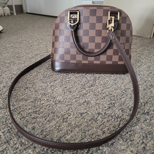 Louis Vuitton Brown Ebene Leather 16mm Shoulder Strap with Box and DB For  Sale at 1stDibs