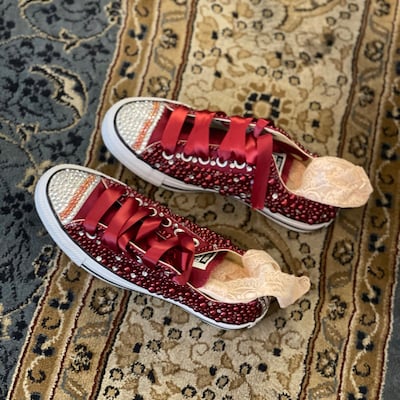 WOMEN Red Bling Converse All Star Chuck Taylor Sneakers LOW - Etsy