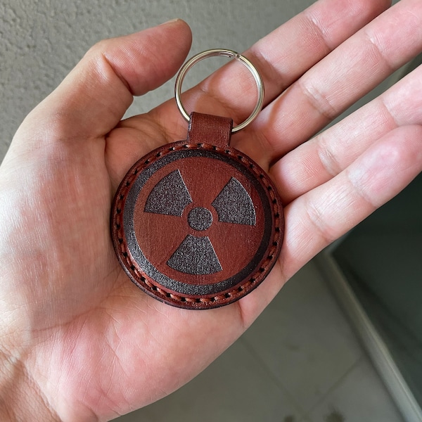 Nuclear Symbol Leather Keychain, Biohazard Keyfob, Leather Accessories ...