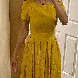 Grey Linen Dress, Pleated Dress, Fit and Flare Dress, Ladies