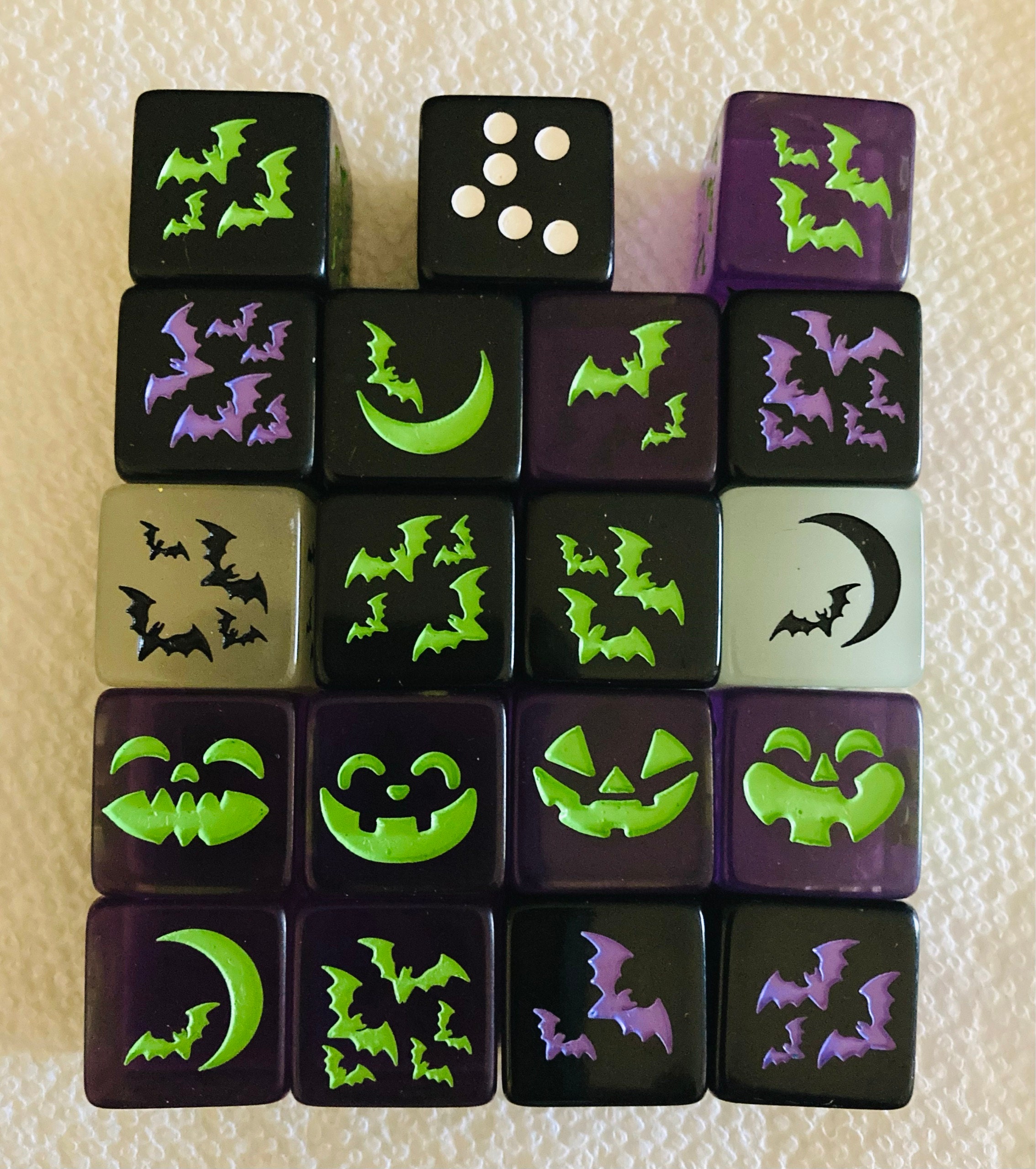 Bat Dice / Set of 2 / D6 - Bats Halloween, Spooky
