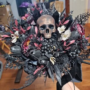 Gothic Black Obsidian Crystal and Skull Alternative Wedding