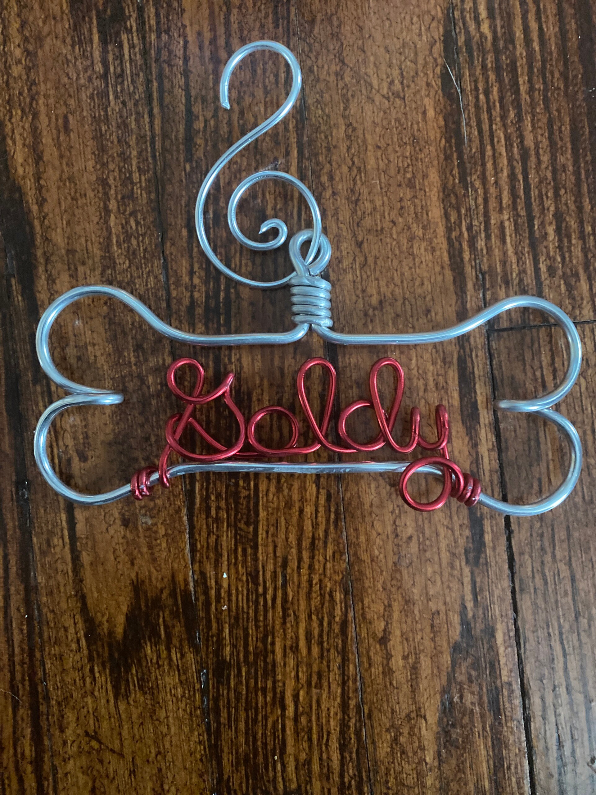 Personalized Pet Ornament - Handcrafted Wire Dog Bone with Pet&#39;s Name - Dog Christmas Gift, Unique Dog Ornament, Hand Shaped Wire Decor