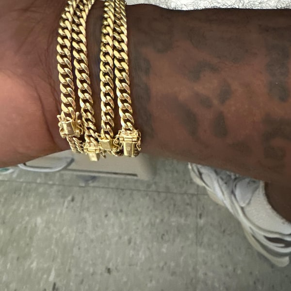 14k Yellow Gold Polished Miami Cuban Chain Bracelet (6.50 mm)
