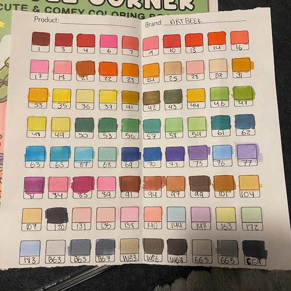 Marker Color Chart Printable: 40-262 Swatch Template (digital PDF) - Etsy