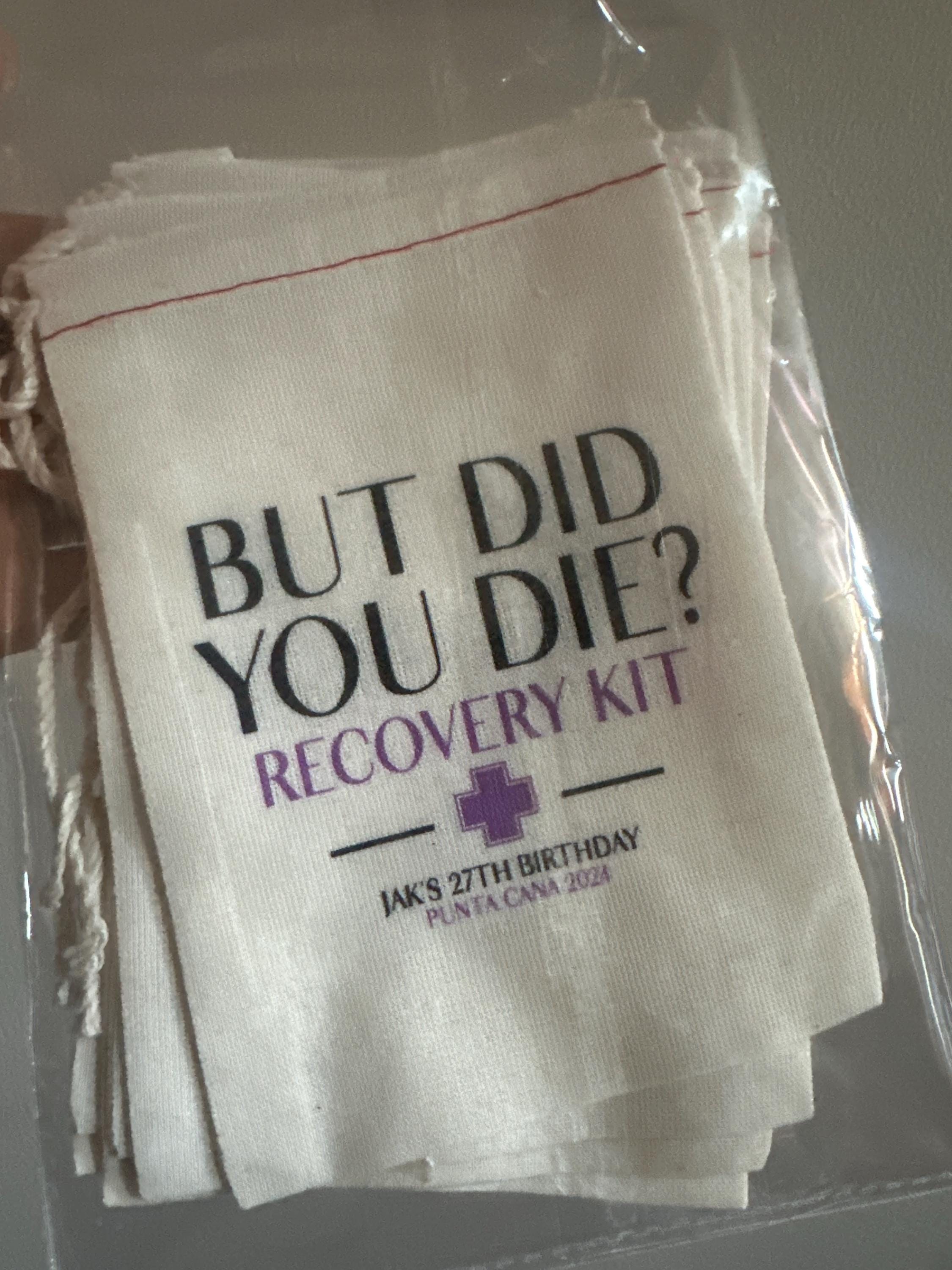 But Did You Die Recovery Kits - Individuelle Hangover Kit Taschen - Junggesellinnenabschieds-Party-Geschenktaschen - Lustige Junggesellinnenabschieds-Katertaschen