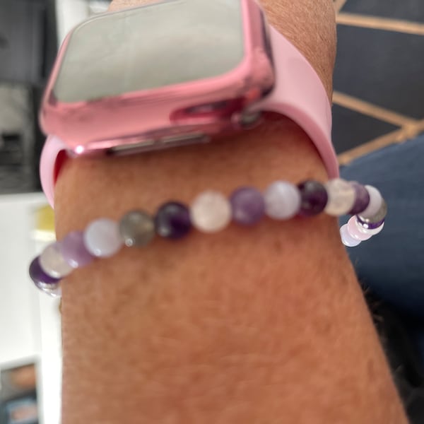 Bracelet Éveil en Améthyste, Pierre de soleil, Pierre de lune et