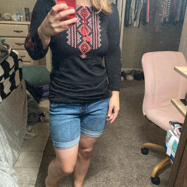Tribal Boho Embroidered Blouse main image 1