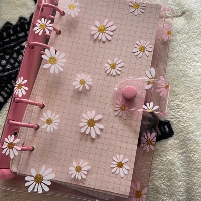 Daisy Flowers Binder Clear Glitter 6 Rings, Loose Leaf Notebooks Cover ...