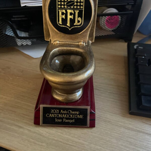 thumbnail image 2 of Fantasy Football Last Place Toilet Bowl Trophy - Funny Loser Trophy For Fantasy League 2 of 12