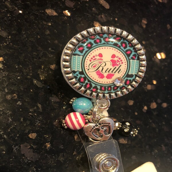 Custom Name Badge Reel Labor And Delivery Baby Feet OB Postpartum custom-name-badge-reel-labor-and-delivery-baby-feet-ob-postpartum
