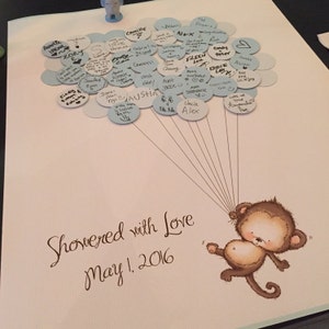 Baby Shower Guestbook-monkey With Stripes - Etsy