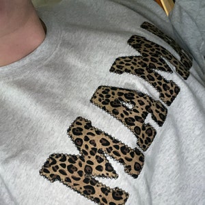 Mama Embroidered Leopard Print Applique Sweatshirt | Simple
