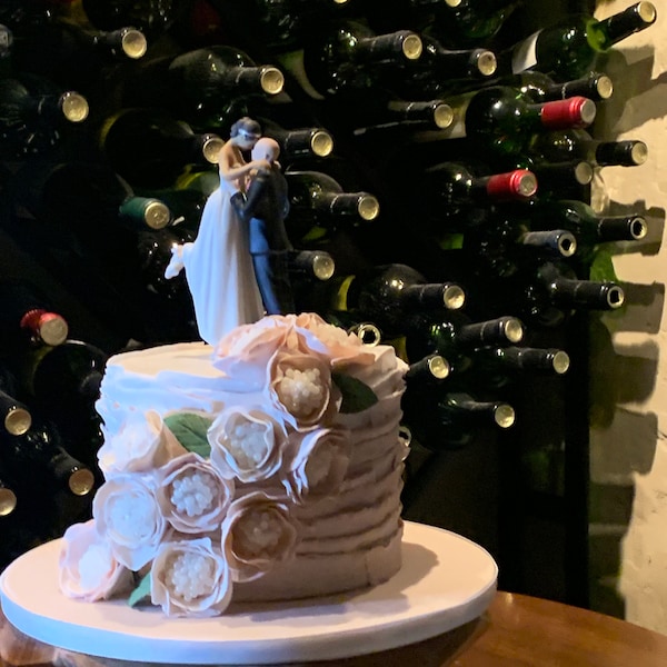True Romance Interlocking Wedding Cake Topper - Light Skin Tone Bald ...