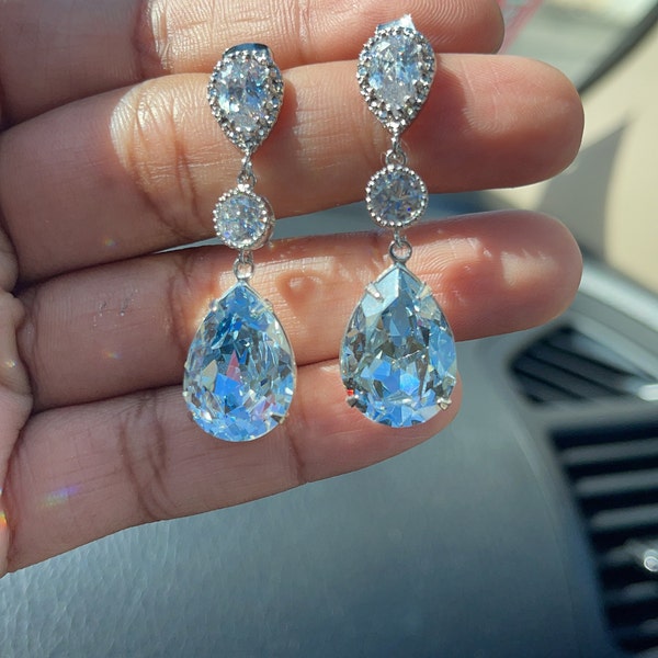 Lee Gold Earrings in Teal Drusy main image 1