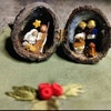 Miniature Nativity Scene in a Nutshell, Walnut Art, Tiny Nativity ...