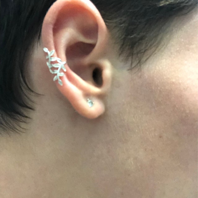 Ear Cuff No Piercing, Leaf Ear Cuff Silver, Conch Earring