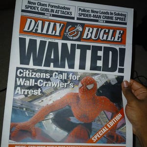 スパイダーマン デイリー・ビューグル「指名手配」新聞小道具レプリカ