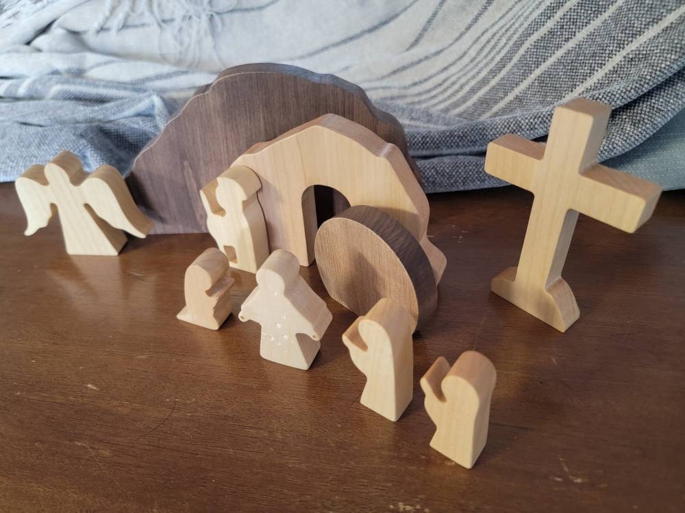 Resurrection Scene. Easter Decor. He is Risen. Wooden Empty Tomb Scene. Christian Gifts. Easter Gifts. Holiday Decorations. Handmade Decor.