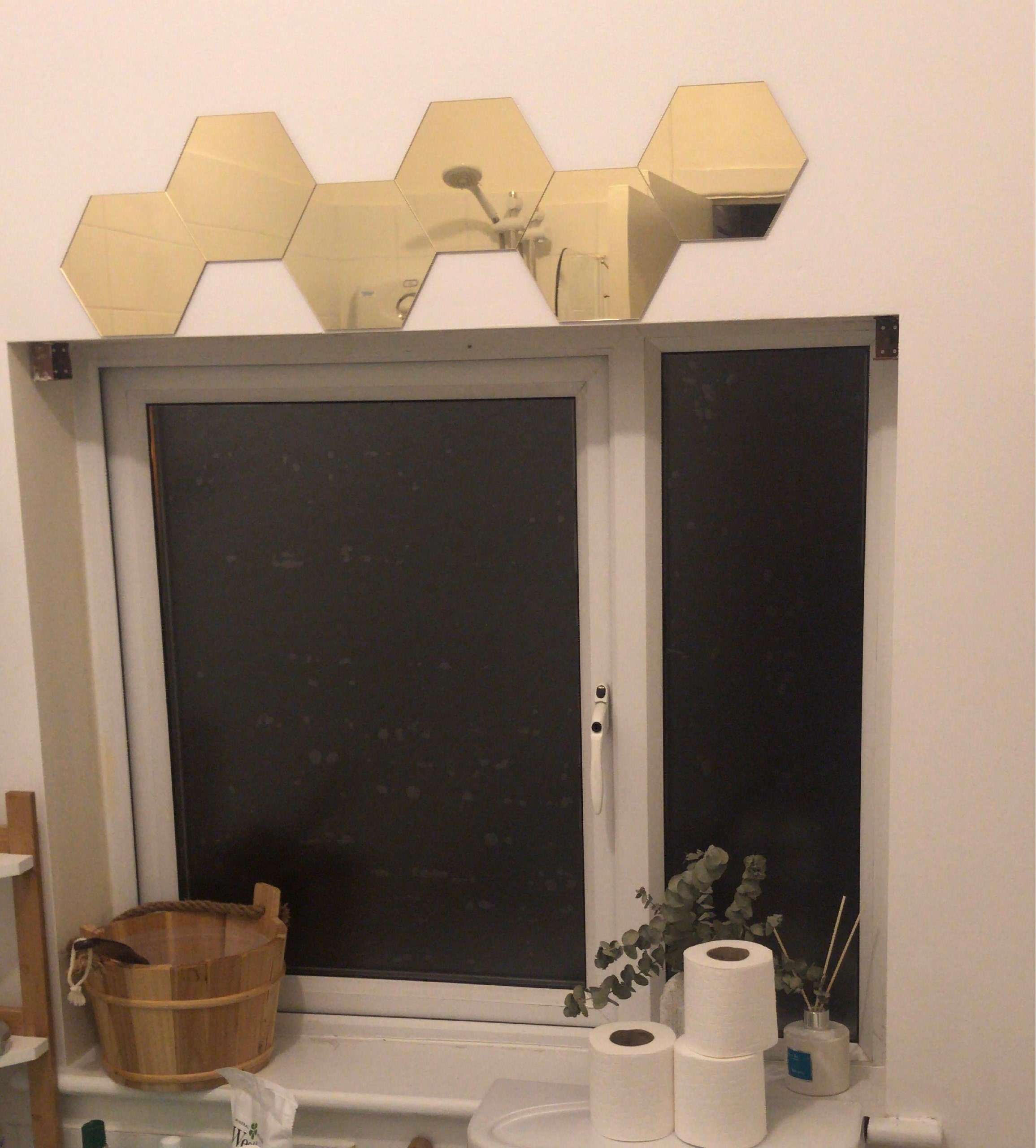 Hexagon Shape Mirror Wall Decal Wall Sticker 3 pcs