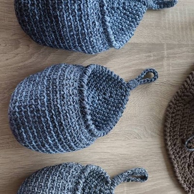 Crochet PATTERN Hanging Teardrop Basket DIY Storage and Organization