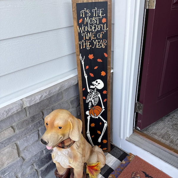 Hello Fall Halloween Vertical Wood Door Sign Porch Leaner - Etsy