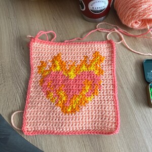 Flaming Heart Tapestry PDF Crochet Pattern - Etsy